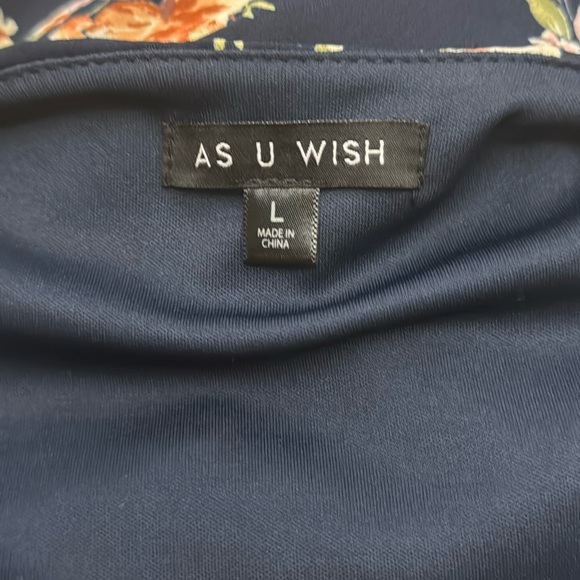 As U Wish Womens Large Short Sleeve Dress Elastic Waist with Belt Floral - Picture 11 of 12